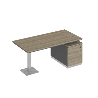 Стол руководителя на опорной тумбе дуб гладстоун светлый / антрацит премиум / дуб гладстоун светлый СИ 103 ДС АР ДС