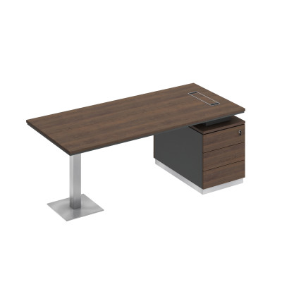 Стол на опорной тумбе для руководителя дуб гладстоун / антрацит премиум / дуб гладстоун СИ 104 ДГ АР ДГ