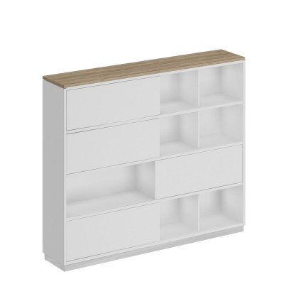 Шкаф-купе дуб гладстоун светлый / белый премиум / белый премиум СИ 301 ДС БП БП