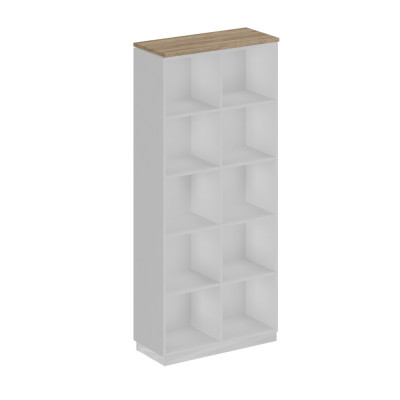 Стеллаж высокий двухрядный дуб гладстоун светлый (столешница, фасад, топ) / белый премиум (корпус) СИ 302 ДС БП