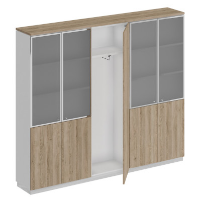 Шкаф комбинированный дуб гладстоун светлый / белый премиум / дуб гладстоун светлый СИ 317 ДС БП ДС/ХР