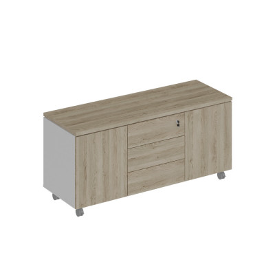 Тумба для оргтехники дуб гладстоун светлый / белый премиум / дуб гладстоун светлый СИ 262 ДС БП ДС