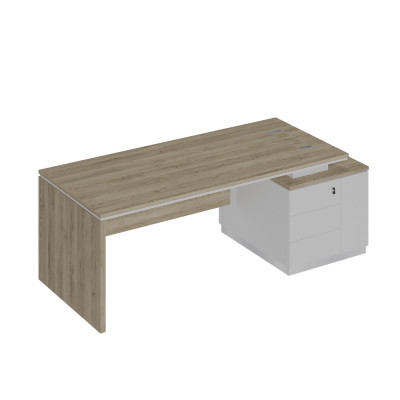 Стол руководителя на опорной тумбе ДСП опора дуб гладстоун светлый / белый премиум / белый премиум СИ 111 ДС БП БП