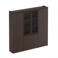 Шкаф комбинированный узкий со стеклом для одежды дуб валенсия МК 377 ДВ