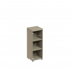 Шкаф средний узкий со стеклянной прозрачной дверью дуб скандинавский ПТ 967 ДК