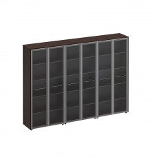 Шкаф комбинированный высокий (стекло + стекло + стекло) венге тёмный МЕ 381 ВТ