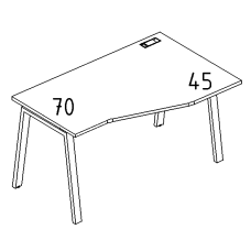 Стол "Техно" на металлокаркасе TRE эргономичный правый дуб ристретто/ металлокаркас антрацит А4 А3 064 ДР