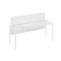 Экран настольный фронтальный большой для стола 180 с кабель-каналом белый премиум / металлокаркас белый А4 Б 839 БП