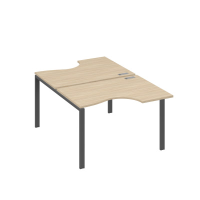 Рабочая станция столы (2х120) эргономичные "Классика" опоры UNO дуб скандинавский / металлокаркас антрацит А4 А1 183 ДК