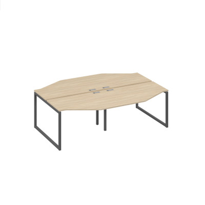 Cтанция QUATTRO столы Техно 4х120 эргономичные дуб скандинавский / металлокаркас антрацит А4 А4 186-2 ДК