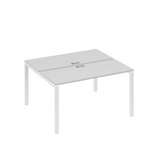 Рабочая станция на каркасе UNO столы 2х140 серый / металлокаркас белый А4 Б1 171 СЕ