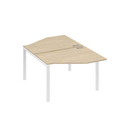 Рабочая станция опоры UNO со столами Техно (2х120) дуб скандинавский / металлокаркас белый А4 Б1 186 ДК
