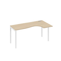 Стол на металлокаркасе DUE эргономичный правый "Классика" дуб скандинавский / металлокаркас белый А4 Б2 036 ДК