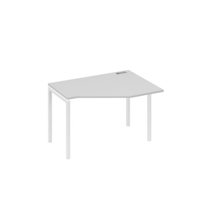 Стол правый "Техно" эргономичный на металлокаркасе DUE серый / металлокаркас белый А4 Б2 052 СЕ