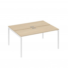 Рабочая станция 2х160 на опорах DUE дуб скандинавский / металлокаркас белый А4 Б2 172 ДК