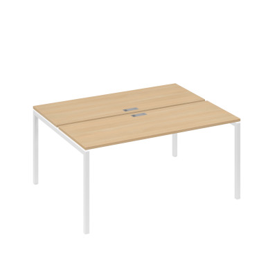 Рабочая станция 2х160 на опорах DUE натуральный дуб / металлокаркас белый А4 Б2 172 НД