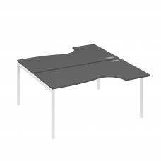Рабочая станция DUE (2х160) столы эргономичные Классика антрацит премиум / металлокаркас белый А4 Б2 185 АР