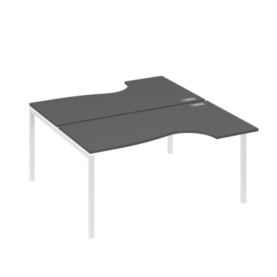 Рабочая станция DUE (2х160) столы эргономичные Классика антрацит премиум / металлокаркас белый А4 Б2 185 АР