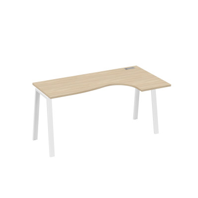 Стол на металлокаркасе TRE эргономичный "Классика" правый дуб скандинавский / металлокаркас белый А4 Б3 036 ДК