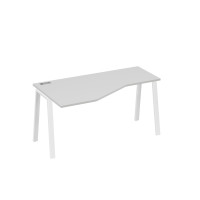 Стол левый "Техно" на металлокаркасе TRE эргономичный серый / металлокаркас белый А4 Б3 055 СЕ