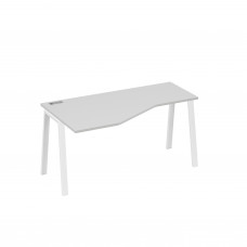 Стол левый "Техно" на металлокаркасе TRE эргономичный серый / металлокаркас белый А4 Б3 055 СЕ