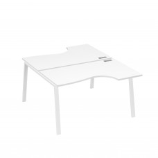Рабочая станция столы (2х140) эргономичные Классика каркасTRE белый премиум / металлокаркас белый А4 Б3 184 БП