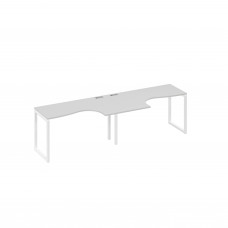 Станция столы 2х140 Классика эргономичные опоры QUATTRO серый / металлокаркас белый А4 Б4 033-2 СЕ