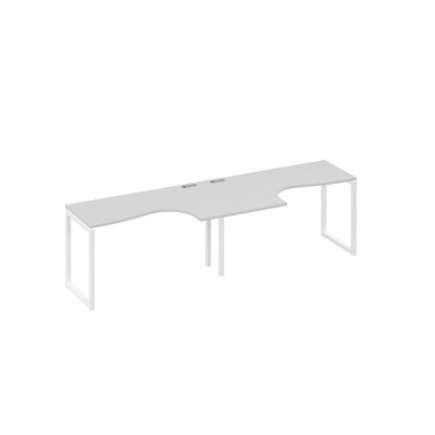 Станция столы 2х140 Классика эргономичные опоры QUATTRO серый / металлокаркас белый А4 Б4 033-2 СЕ