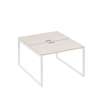 Рабочая станция 2х120 на металлокаркасе QUATTRO дуб / металлокаркас белый А4 Б4 173 ДШ