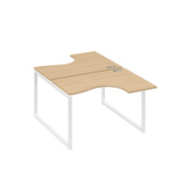 Рабочая станция эргономичная Классика каркас QUATTRO (2х120) натуральный дуб / металлокаркас белый А4 Б4 180 НД