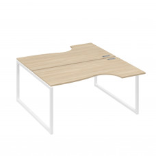 Рабочая станция (2х160) столы Классика опоры QUATTRO дуб скандинавский / металлокаркас белый А4 Б4 185 ДК