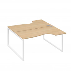 Рабочая станция (2х160) столы Классика опоры QUATTRO натуральный дуб / металлокаркас белый А4 Б4 185 НД