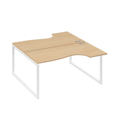 Рабочая станция (2х160) столы Классика опоры QUATTRO натуральный дуб / металлокаркас белый А4 Б4 185 НД