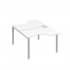 Рабочая станция столы (2х120) эргономичные "Классика" опоры UNO белый премиум / металлокаркас серый А4 С1 183 БП