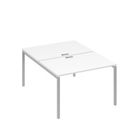 Рабочая станция (2х120) на каркасе DUE белый премиум / металлокаркас серый А4 С2 176 БП