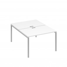 Рабочая станция (2х120) на каркасе DUE белый премиум / металлокаркас серый А4 С2 176 БП