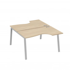 Рабочая станция столы (2х140) эргономичные Классика каркасTRE дуб скандинавский / металлокаркас серый А4 С3 184 ДК
