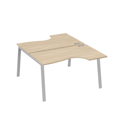 Рабочая станция столы (2х140) эргономичные Классика каркасTRE дуб скандинавский / металлокаркас серый А4 С3 184 ДК