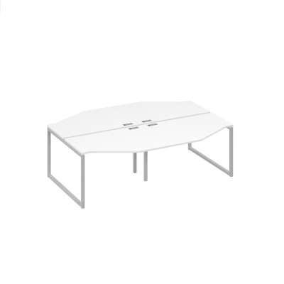 Cтанция QUATTRO столы Техно 4х120 эргономичные белый премиум / металлокаркас серый А4 С4 186-2 БП