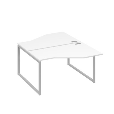Рабочая станция со столами (2х140) Техно на каркасе QUATTRO белый премиум / металлокаркас серый А4 С4 187 БП