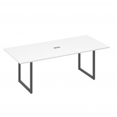 Стол 220 переговорный с металлокаркасом QUATTRO белый премиум / металлокаркас антрацит А4 А4 124 БП