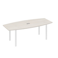 Стол 220 для переговоров фигурный на металлокаркасе UNO дуб / металлокаркас белый А4 Б1 114 ДШ