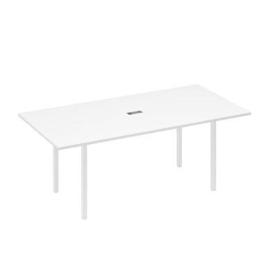 Стол 200 переговорный с металлокаркасом DUE белый премиум / металлокаркас белый А4 Б2 123 БП