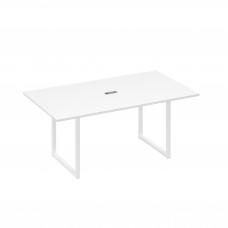 Стол 180 с опорами QUATTRO переговорный белый премиум / металлокаркас белый А4 Б4 122 БП