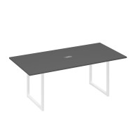Стол 200 с металлокаркасом QUATTRO для переговоров антрацит премиум / металлокаркас белый А4 Б4 123 АР