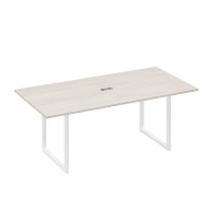 Стол 200 с металлокаркасом QUATTRO для переговоров дуб / металлокаркас белый А4 Б4 123 ДШ