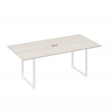 Стол 200 с металлокаркасом QUATTRO для переговоров дуб / металлокаркас белый А4 Б4 123 ДШ