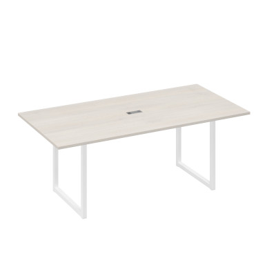 Стол 200 с металлокаркасом QUATTRO для переговоров дуб / металлокаркас белый А4 Б4 123 ДШ