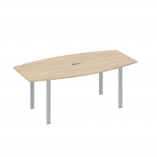 Стол 200x100 для переговоров фигурный на опорах UNO дуб скандинавский / металлокаркас серый А4 С1 113 ДК