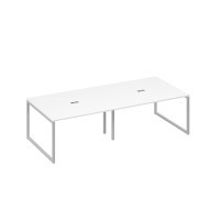 Стол для переговоров 280 на каркасе QUATTRO белый премиум / металлокаркас серый А4 С4 132-2 БП